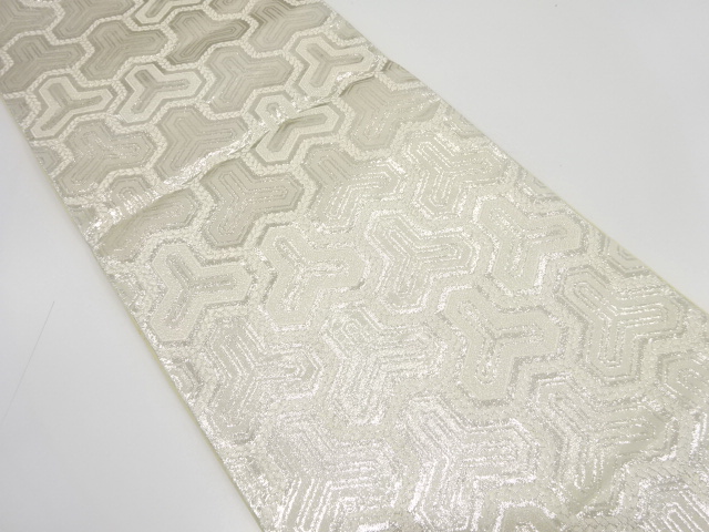 純銀箔　毘沙門亀甲織り出し　袋帯